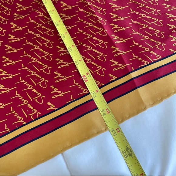 Josh Bach 100% Silk Scarf John Steinbeck Signature Print Red Square 35 x 35 In. - Picture 10 of 11